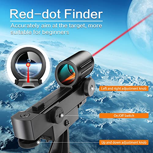 Telescope for Kids&Adults Astronomy Beginners, German Technology AZ Mount Astronomical Refracting Telescope, 70mm Apterure 500mm Focal Length（20X-150X）,with Red-dot finder&Phone Adapter&Waterproof Bag