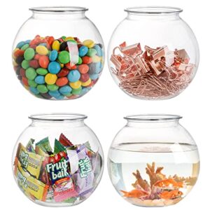 Okllen 12 Pack Plastic Ivy Bowls, 16 Oz Round Fish Bowl Unbreakable Vases Bowls for Home Decor, Carnival Games, Candy, Party Favors, Centerpiece, BPA Free, Clear