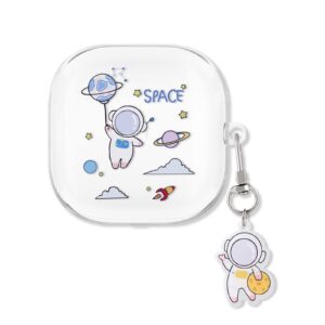 cute astronaut case for beats fit pro 2021 new earbuds with spacemen keychain for men kids boys girls gift clear kawaii smooth soft silicone shockproof protective cover compatiable with beats fit pro