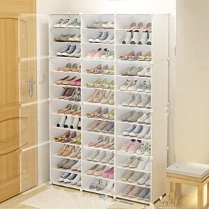 72 pairs shoes organizer cabinet shoe container storage box shoe rack box stackable sneaker display box, 12 tier shoe box plastic stackable shoe storage bins space saving sneaker storage box