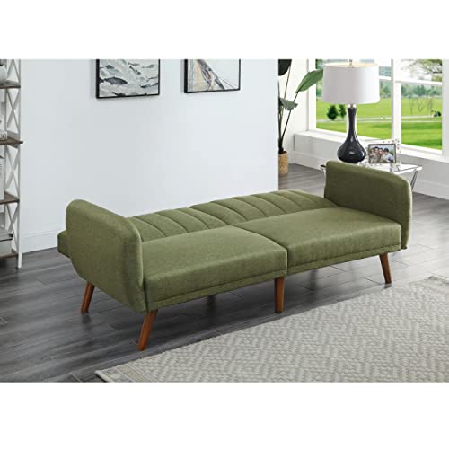 HABITRIO Futon Sofa Bed, Solid Wooden Frame Linen Fabric Upholstered 3 Seater Sofa Couch, Adjustable Sleeper Sofa Bed for Living Room, Bedroom, Office, 76" L x 31" D x 33" H