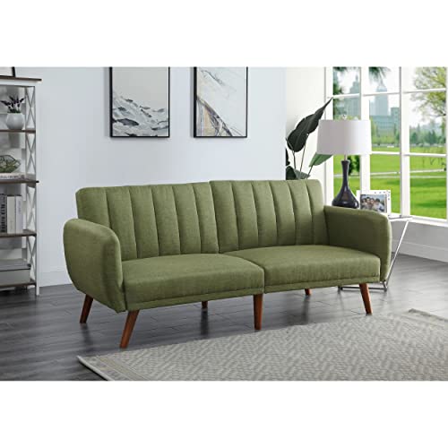 HABITRIO Futon Sofa Bed, Solid Wooden Frame Linen Fabric Upholstered 3 Seater Sofa Couch, Adjustable Sleeper Sofa Bed for Living Room, Bedroom, Office, 76" L x 31" D x 33" H