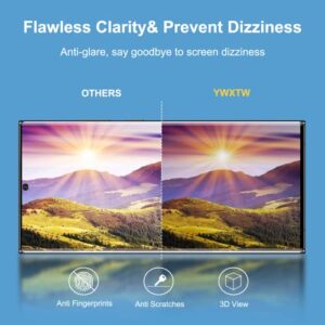 YWXTW [2 Pack] Galaxy S22 Ultra Privacy Screen Protector, Tempered Glass Anti-Spy 9H Hardness Film for Samsung Galaxy S22 Ultra 6.8”, 3D Curved Edge Easy Install 【Don’t Support Fingerprint Unlock】