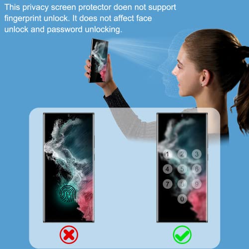 YWXTW [2 Pack] Galaxy S22 Ultra Privacy Screen Protector, Tempered Glass Anti-Spy 9H Hardness Film for Samsung Galaxy S22 Ultra 6.8”, 3D Curved Edge Easy Install 【Don’t Support Fingerprint Unlock】