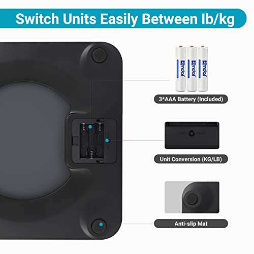 Bluetooth Scale for Body Weight, Living Enrichment Smart Body Fat Weight BMI Bathroom Wireless Scale with High Accuracy Sensor, Body Composition Monitor Analyzer with Smartphone App, 396 lbs - Black