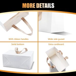 White Gift Bags Bulk YACEYACE 10Pcs 8"x3.75"x6" Small Size White Gift Bags with Handles White Paper Gift Bags White Kraft Paper Bags White Paper Shopping Bags for Small Business, Wedding Bags Party Bags Retail Bags