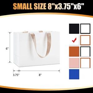 White Gift Bags Bulk YACEYACE 10Pcs 8"x3.75"x6" Small Size White Gift Bags with Handles White Paper Gift Bags White Kraft Paper Bags White Paper Shopping Bags for Small Business, Wedding Bags Party Bags Retail Bags