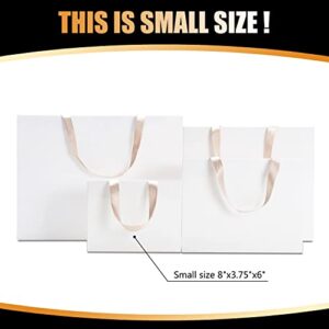 White Gift Bags Bulk YACEYACE 10Pcs 8"x3.75"x6" Small Size White Gift Bags with Handles White Paper Gift Bags White Kraft Paper Bags White Paper Shopping Bags for Small Business, Wedding Bags Party Bags Retail Bags