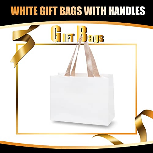 White Gift Bags Bulk YACEYACE 10Pcs 8"x3.75"x6" Small Size White Gift Bags with Handles White Paper Gift Bags White Kraft Paper Bags White Paper Shopping Bags for Small Business, Wedding Bags Party Bags Retail Bags