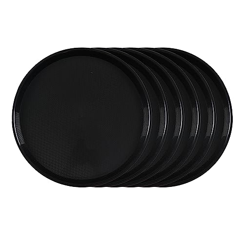 Zopnny 6-Pack Plastic Round Serving Trays, Breakfast Food Serving Trays Set