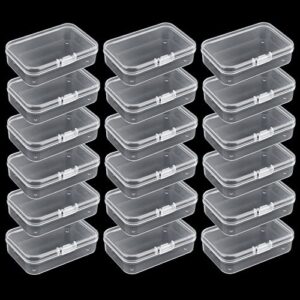 18 pack small plastic beads storage containers box, clear bead organizer case with snap-tight closure hinged lid for storage small items, beads, crafts, jewelry, hardware (2.56 x 1.81 x 0.79 in)