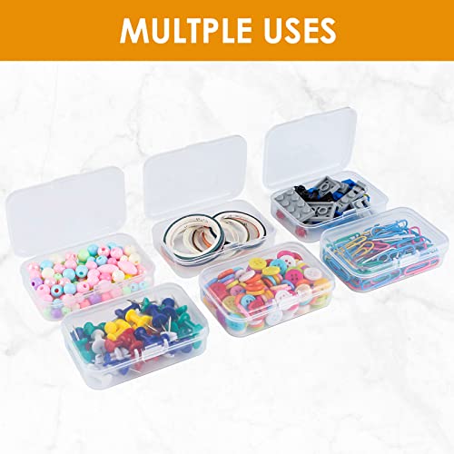 18 Pack Small Plastic Beads Storage Containers Box, Clear Bead Organizer Case with Snap-Tight Closure Hinged Lid for Storage Small Items, Beads, Crafts, Jewelry, Hardware (2.56 x 1.81 x 0.79 in)