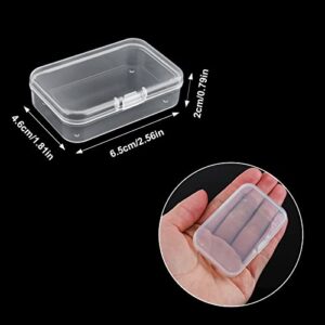 18 Pack Small Plastic Beads Storage Containers Box, Clear Bead Organizer Case with Snap-Tight Closure Hinged Lid for Storage Small Items, Beads, Crafts, Jewelry, Hardware (2.56 x 1.81 x 0.79 in)