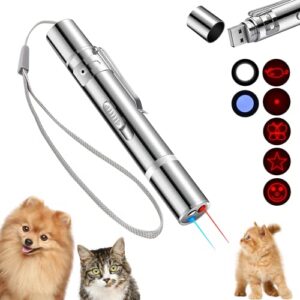 cat toys for indoor cats, laser pointer interactive cat toy, red light lazer pointer, multi-mode usb rechargeable pet dogs kitten toy, long range teaching/presentation pen