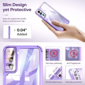 TAURI 5-in-1 for Samsung Galaxy S21 FE 5G Case, [Military Grade Drop Protection] with 2 Tempered Glass Screen Protectors + 2 Camera Lens Protectors, Shockproof Slim Thin Cover 6.4 inch, Purple