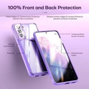 TAURI 5-in-1 for Samsung Galaxy S21 FE 5G Case, [Military Grade Drop Protection] with 2 Tempered Glass Screen Protectors + 2 Camera Lens Protectors, Shockproof Slim Thin Cover 6.4 inch, Purple