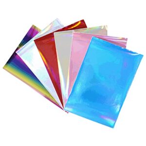 sewacc glitter fabric bedsheet holographic faux leather fabric sheet: 6pcs 20x30cm mirrored pu leather fabric sheets for leather earring bag making bows crafts diy decoration bed blanket
