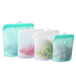 silicone food storage bags 4-pack food grade stand up reusable silicone bags for storage freezing cooking microwave meat fruit vegetable & more