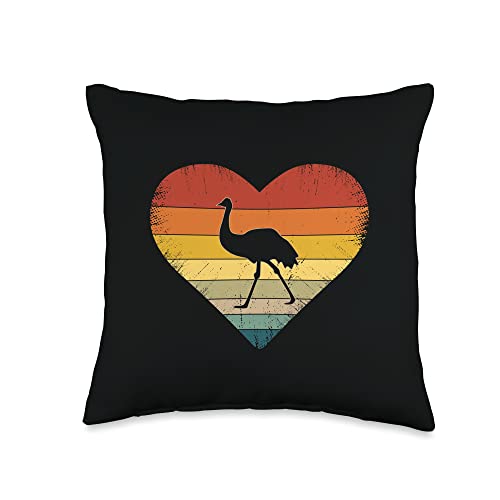 Retro Style Emu Gift Store Emu Themed Graphic for Men Women Funny Valentines Day Throw Pillow, 16x16, Multicolor