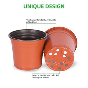 Kleeblatt 100 Pcs Nursery Pots 6 Inch, Plastic Planter Nursery Pots with 30 Pcs Plant Labels, Seedling Pots and Seedling Flower Plant Container