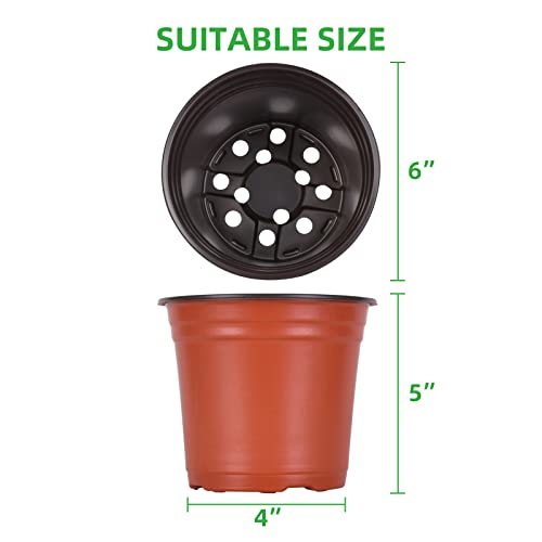 Kleeblatt 100 Pcs Nursery Pots 6 Inch, Plastic Planter Nursery Pots with 30 Pcs Plant Labels, Seedling Pots and Seedling Flower Plant Container