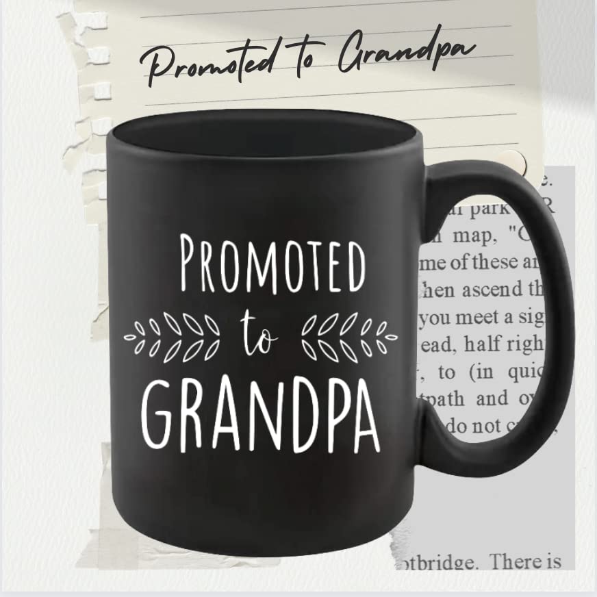 Pregnancy Announcement For Grandparents Black Coffee Mugs - Grandma To Be & Grandpa to Be 11 oz Mugs - Pregnancy Reveal Idea For Baby Announcement - Mug Set - Promoted to Grandma & Grandpa