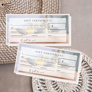 Blank Gift Certificates | 30 Pack | 3.75 x 8.25" inch Size Gift Card | Massage Therapy Supplies | Spa Supplies | Small Business Gift Certificate | Massage Therapy Hot Stone Design