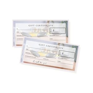 Blank Gift Certificates | 30 Pack | 3.75 x 8.25" inch Size Gift Card | Massage Therapy Supplies | Spa Supplies | Small Business Gift Certificate | Massage Therapy Hot Stone Design