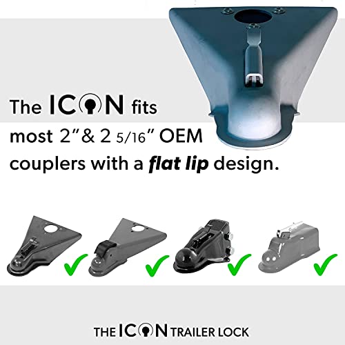 Altor The ICON Trailer Lock for 2-5/16” couplers with a Flat Lip Design | Heavy Duty Theft Deterrent Trailer Coupler Lock for RV Toy Hauler Utility Box Cargo Commercial Trailers