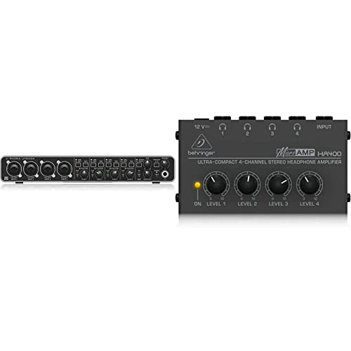 Behringer U-Phoria UMC404HD & MICROAMP HA400 Ultra-Compact 4 Channel Stereo Headphone Amplifier