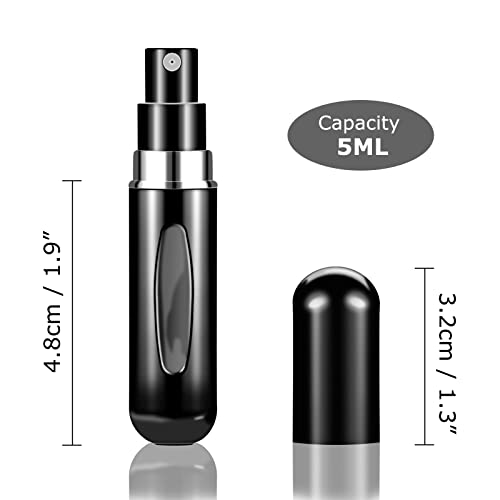 Fivexing 2Pcs Refillable Perfume Atomizer Bottles，Portable Mini Separate Perfume Bottle，Travel and Outings Spray Boxes Dispensers 5ml/0.2oz (Black)