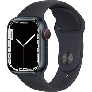 apple watch series 7 gps + cellular, 45mm midnight aluminum case with midnight sport band - regular (renewed)