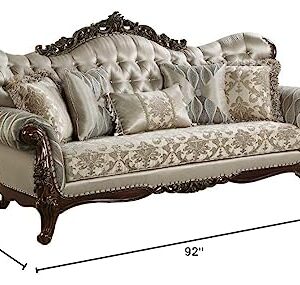 Acme Benbek Sofa with 5 Pillows in Taupe and Antique Oak