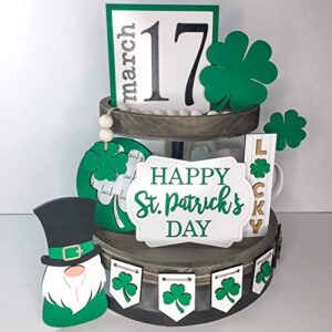 St. Patrick's Day Tiered Tray Decor,Wooden SignsTiered Tray Decors,Inspiration St. Patrick's Day Farmhouse Tiered Tray Decor (6pcs)