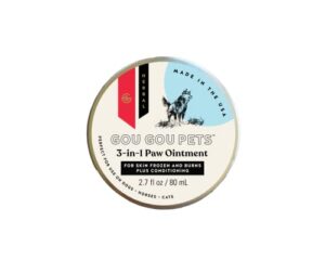 gou gou pets 3-in-1 paw ointment holistic natural derived herbalfor dogs, cats, horses: conditioning & moisturizing for extreme heat & cold causing frozen & burned paws - made in usa - 1 oz