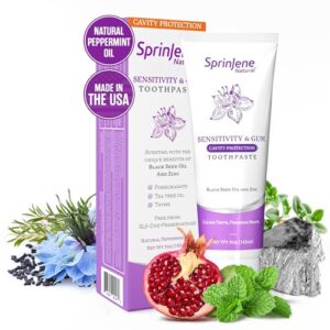 sprinjene natural sls free sensitive toothpaste for cavity protection & sensitive teeth & gum with fluoride fresh breath helps dry mouth 1 pack (improved)