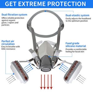 Mionyl Reusable Half Face Cover with Extra Filters - Paint Face Cover for Painting, Machine Polishing, Welding and Other Work Protection