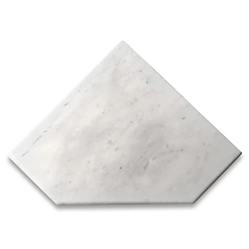 Stone Center Online Carrara White Marble 8x8 Diamond Shower Corner Shelf Soap Dish Caddy Bullnose Full Finished Polished Kitchen Bath Wall Floor Backsplash Shower (1 Piece)