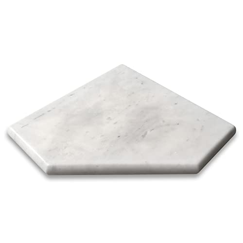 Stone Center Online Carrara White Marble 8x8 Diamond Shower Corner Shelf Soap Dish Caddy Bullnose Full Finished Polished Kitchen Bath Wall Floor Backsplash Shower (1 Piece)