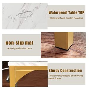 AT-VALY 5-Piece Bar Table Set with 4 Stools,Dining Room Table Set,Small Spaces (Gold & White)