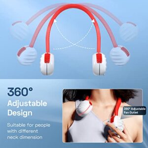 Portable Neck Fan - Hands-free Neck Fan with lights, 3 Wind Speeds, 4 Lights Modes, Rechargeable USB Personal Neck Fan, Flexible Hose - 360° Adjustable Bladeless Neck Fan for Outdoor, Sports, Travel