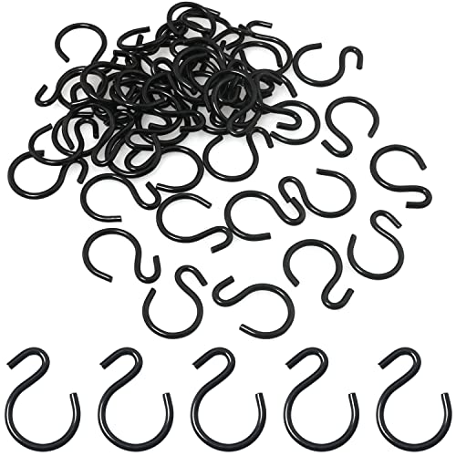 JJHXSM 50 Pcs 1inch Small Hooks, Black S Hooks Mini Ornament Jewelry S Hooks Mini Hooks for Hanging