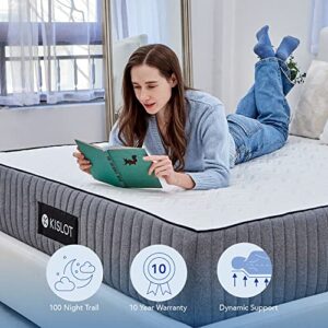 KISLOT KS 10 Inch King Memory Foam Mattress - Cooling Top Cover and Cooling Gel Infused Memory Foam for Cool Sleep & Pressure Relief – Fiberglass Free