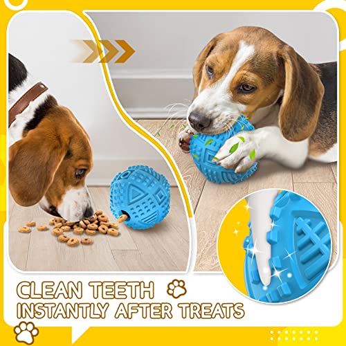 Dog Balls Treat Dispensing Toys for Aggressive Chewers Large Breed, Nearly Indestructible Squeaky Chew Toys for Large Dogs, Natural Rubber Puzzle Toys, Tough Treat Balls