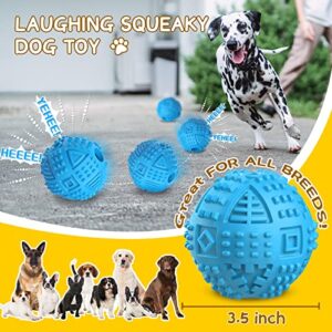 Dog Balls Treat Dispensing Toys for Aggressive Chewers Large Breed, Nearly Indestructible Squeaky Chew Toys for Large Dogs, Natural Rubber Puzzle Toys, Tough Treat Balls