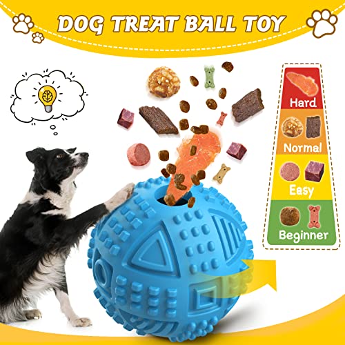 Dog Balls Treat Dispensing Toys for Aggressive Chewers Large Breed, Nearly Indestructible Squeaky Chew Toys for Large Dogs, Natural Rubber Puzzle Toys, Tough Treat Balls