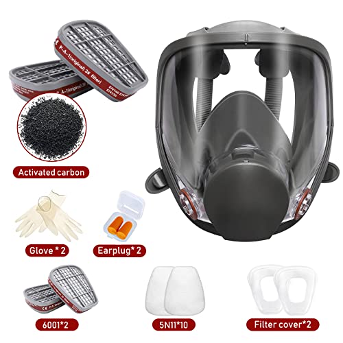 Full Face Reusable Respirаtor Mask - Organic Gas Dust Chemical Respirator w/Extra Filters for Paint Sprayer, Woodworking, Painting, Machine Polishing, Welding, Epoxy Resin and Other Work Protection