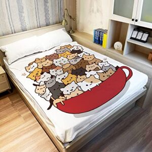 yisumei a cup of cat throw blanket funny design kitty coffee fleece blanket soft warm cozy for kids adult gifts 50"x60"