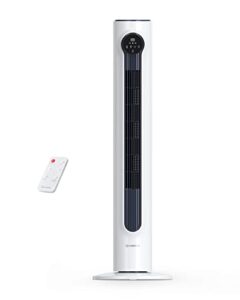 airmate tower fan with remote, 90° oscillating bladeless fan, 42in silent standing fan, 3 modes 8 speeds, led display touchpad, 8h timer floor fan for bedroom dorm home office, washable & portable