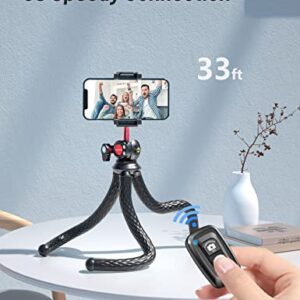 Phone Tripod Stand with Upgraded Phone Clip, Tupwoon Flexible Tripod for iPhone and Android Cell Phone, Portable Phone Stand for Video Recording, Camera, GoPro